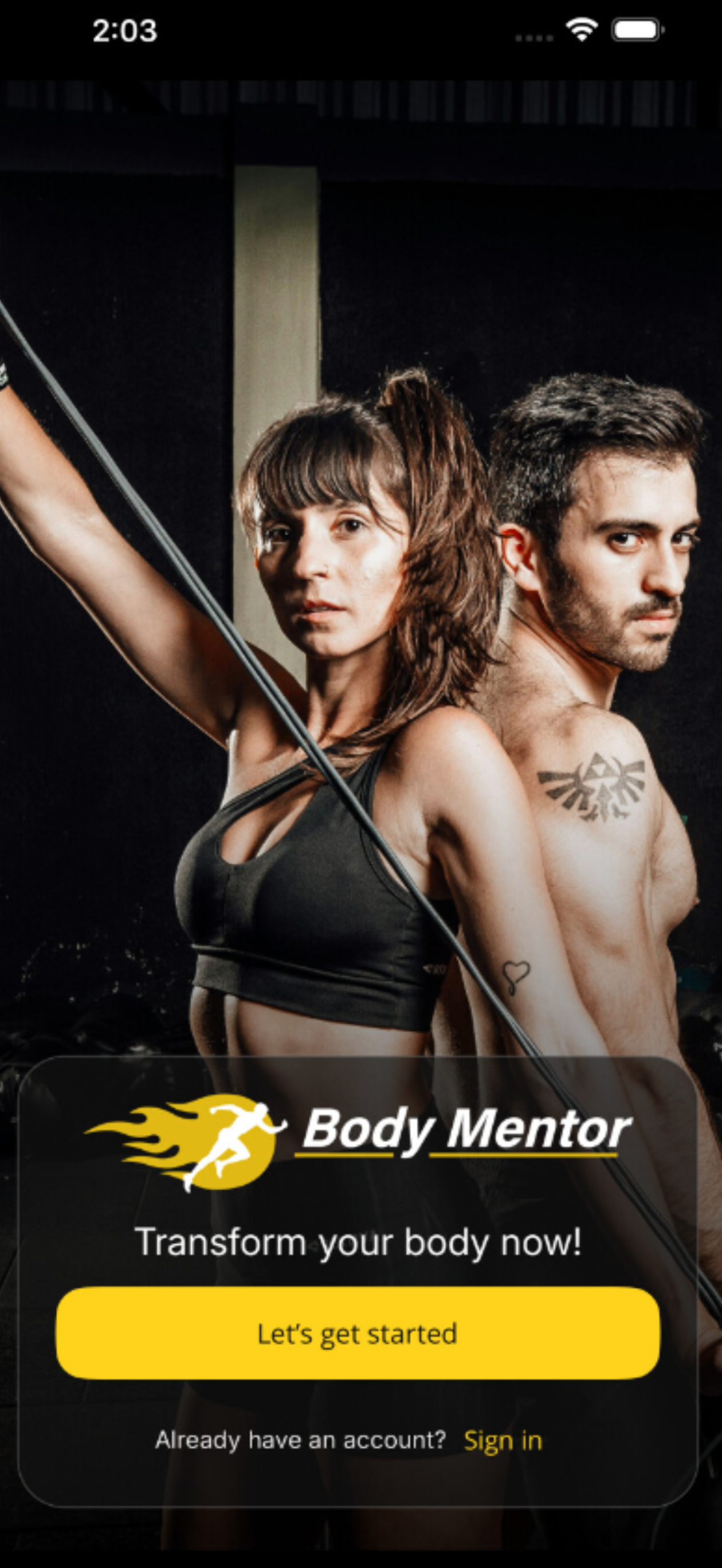 Body Mentor mobile dashboard
